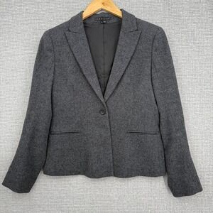 Theory Gray Wool Blend Blazer Jacket Women's Sz 10 Career Business Preppy Office